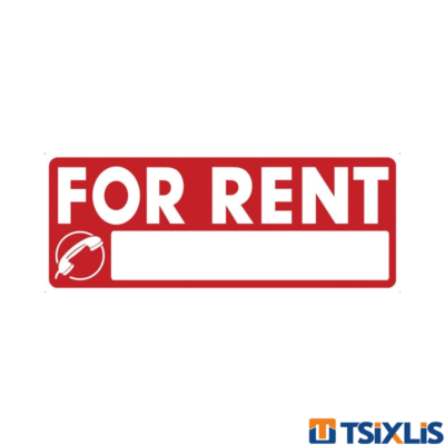 Πινακίδα Αυτοκόλλητο "FOR RENT" 115x295mm