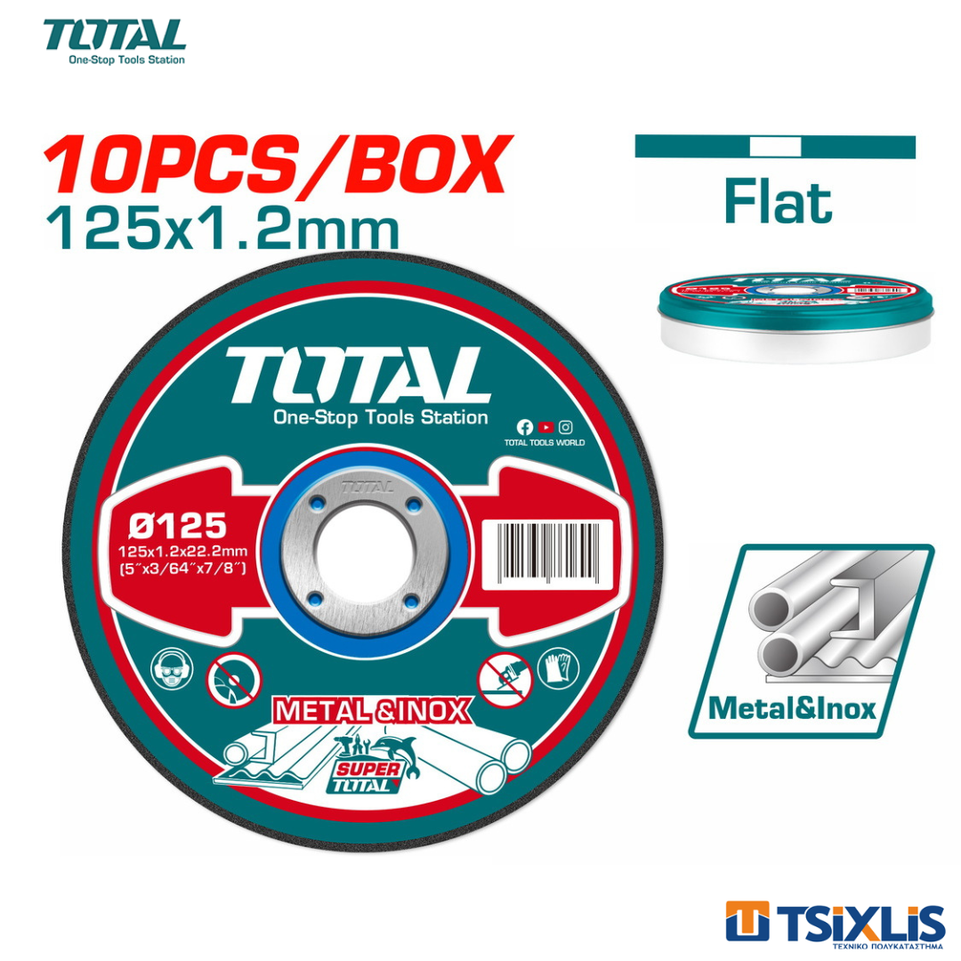 Δίσκοι Κοπής INOX TOTAL 125x1.2mm Για Μέταλλο | 10τμχ - (TAC2211255)