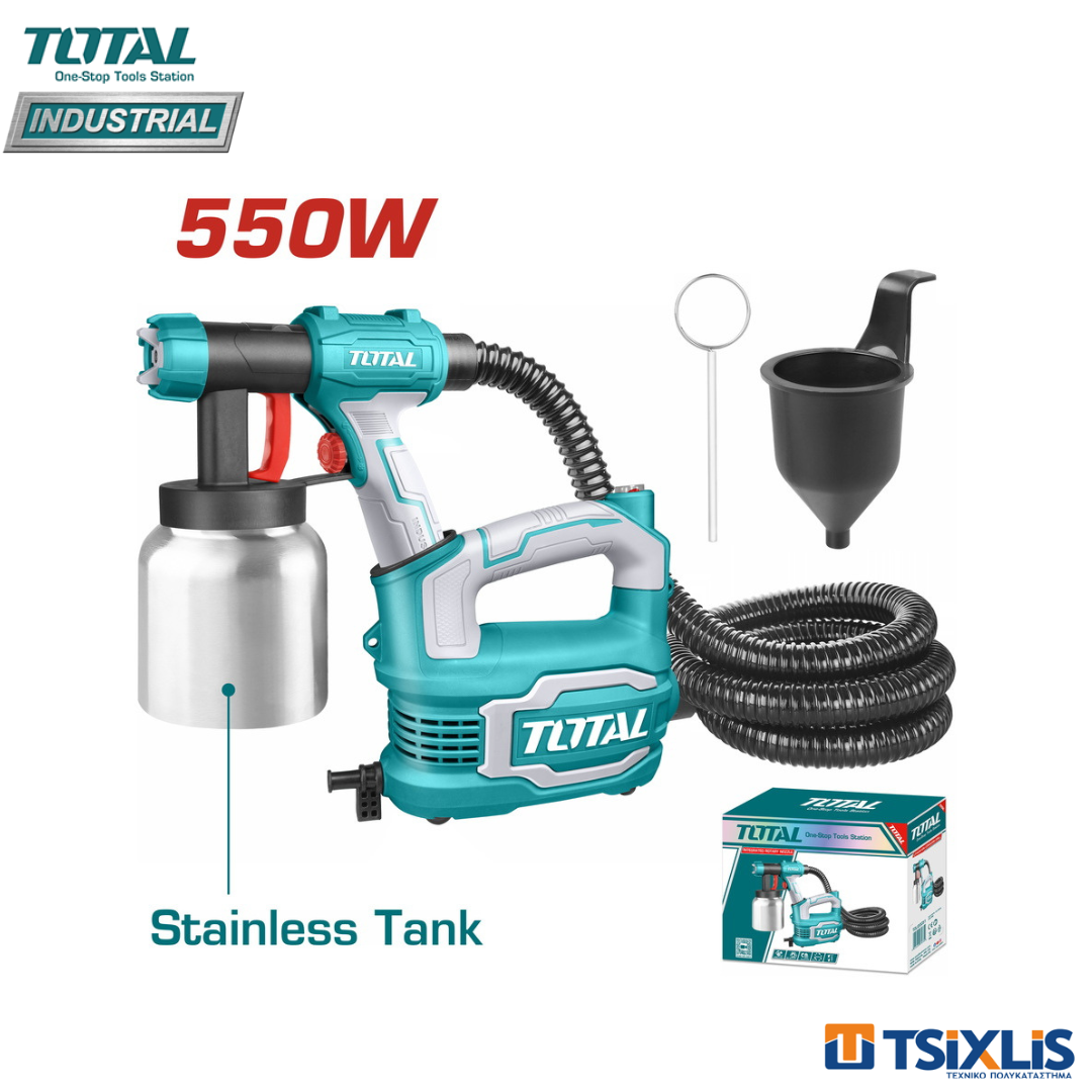 Πιστόλι Βαφής TOTAL 550W Με Δοχείο Αλουμινίου - (TT5006-2)