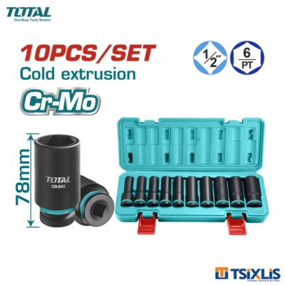 Σετ Καρυδάκια Αέρος Εξάγωνα TOTAL 1/2" | 10τμχ - (THKISD12102L)