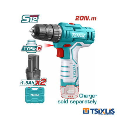 Δραπανοκατσάβιδο Μπαταρίας TOTAL Li-ion 12V / 2x1.5Ah / 20Nm - (TDLI12328)