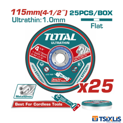 Σετ Δίσκοι Κοπής TOTAL 25τεμ. Inox / Μετάλλου 115x1mm - (TAC11011525)