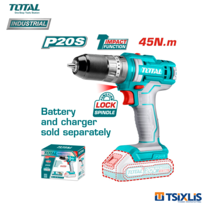 Δραπανοκατσάβιδο Κρουστικό TOTAL Μπαταρίας Li-ion 20v/45Nm SOLO - (TIDLI201455)