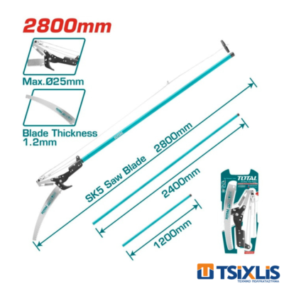 Τηλεσκοπικό Ψαλίδι & Πριόνι TOTAL 120-280cm - (THEPS25281)