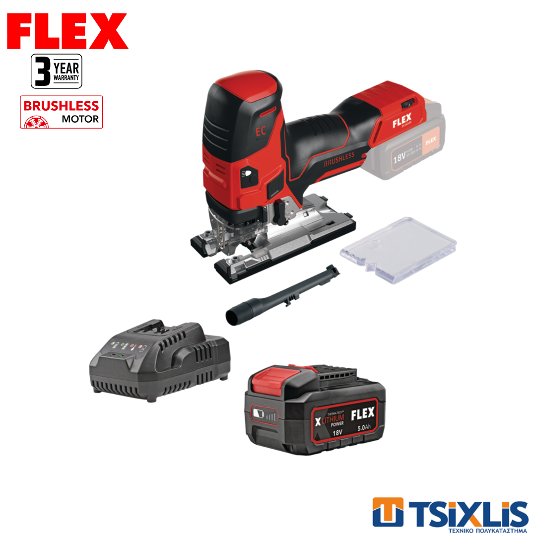 Σετ Σέγα 18V FLEX 120mm JS18-EC.C & Μπαταρία 5.0Αh & Φορτιστής 3.0A - (D00574)