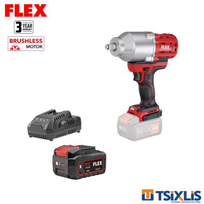 Σετ Μπουλονόκλειδο Μπαταρίας 18V FLEX 950Nm IW1/2" 950-EC.C & Μπαταρία 1x5.0Αh & Φορτιστής - (D00544)