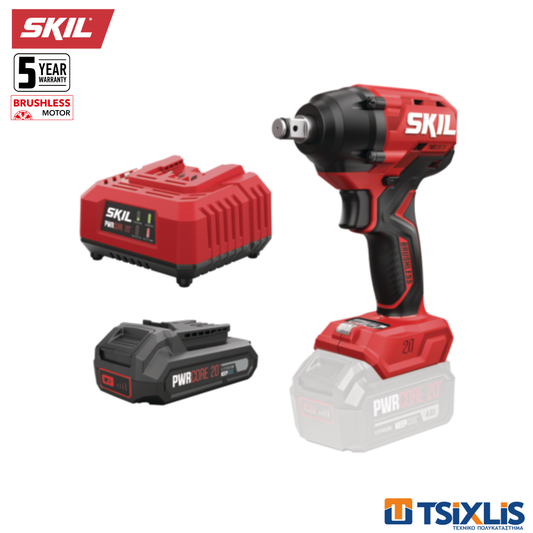 Σετ Μπουλονόκλειδο Μπαταρίας 20v SKIL 300Nm 3241CA & Μπαταρία 1x2.0Ah & Φορτιστής 2.4Α - (D00374)
