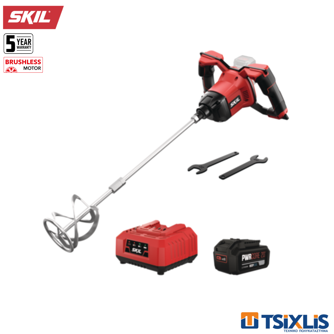 Σετ Αναδευτήρας Μπαταρίας 20v / 120mm SKIL 3171CA & Μπαταρία 1x5.0Ah & Φορτιστής 2.4Α - (D00388)