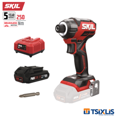 Σετ Κατσαβίδι Παλμικό Μπαταρίας 20V SKIL 250Nm 3225CA & Μπαταρία 1x2.5Ah & Φορτιστής 2.4Α - (D00372)