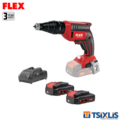 Κατσαβίδι Γυψοσανίδας 18V FLEX 4500min DW45-EC & Μπαταρίες 2x2.5Ah & Φορτιστής - (D00551)