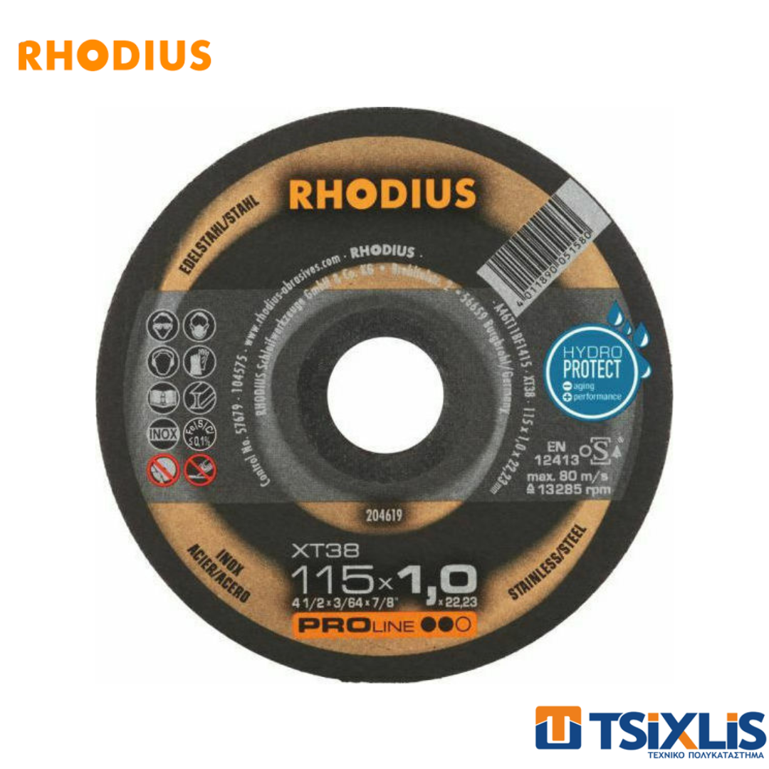 Σετ 150τμχ. Δίσκοι Κοπής Inox RHODIUS XT38 125x1mm & ΔΩΡΟ Εργαλειοθήκη - Σκαλοσκαμπό RHODIUS
