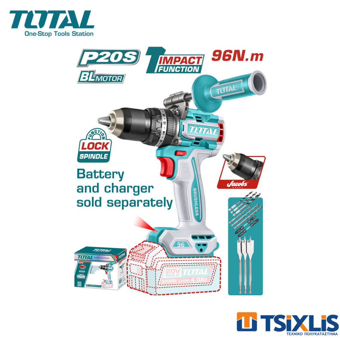 Δραπανοκατσάβιδο Μπαταρίας 20v/96Nm TOTAL SOLO - (TIDLI209685)