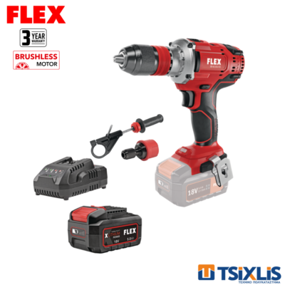 Σετ Δραπανοκατσάβιδο Μπαταρίας 18v FLEX 135Nm DD4G-EC.C & Μπαταρία 1x5.0Ah & Φορτιστής - (D00540)