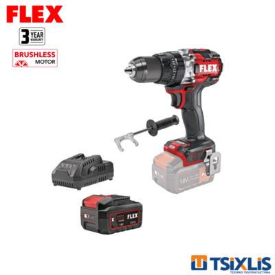 Σετ Κρουστικό Δραπανοκατσάβιδο 18v FLEX 158Nm PD2G-EC HD-C & Μπαταρία 1x5.0A & Φορτιστής - (D00539)