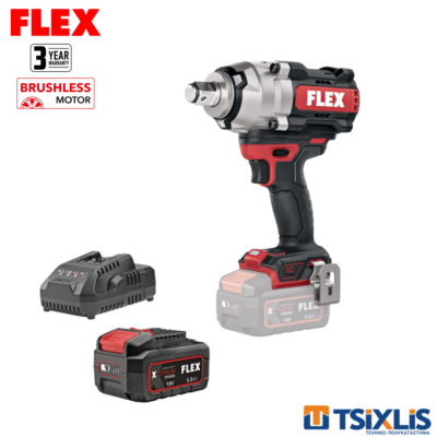 Σετ Μπουλονόκλειδο Μπαταρίας 18v FLEX 1600Nm IW3/4" EC.C & Μπαταρία 1x5.0Ah & Φορτιστής - (D00547)