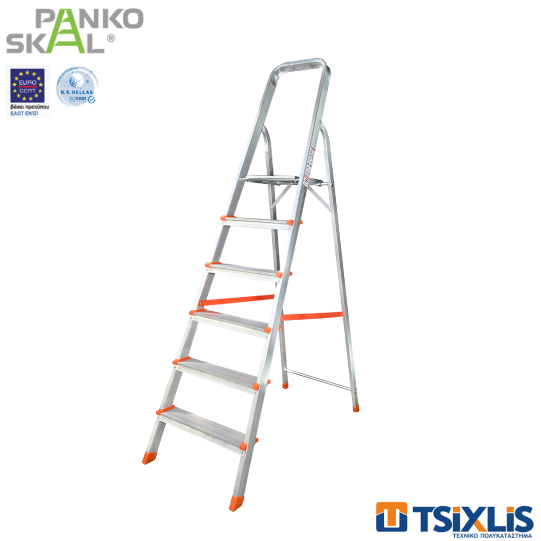 Σκάλα Αλουμινίου BASIC 5+1 Σκαλοπάτια Διπλή 1.79M PANKOSKAL - (00255)