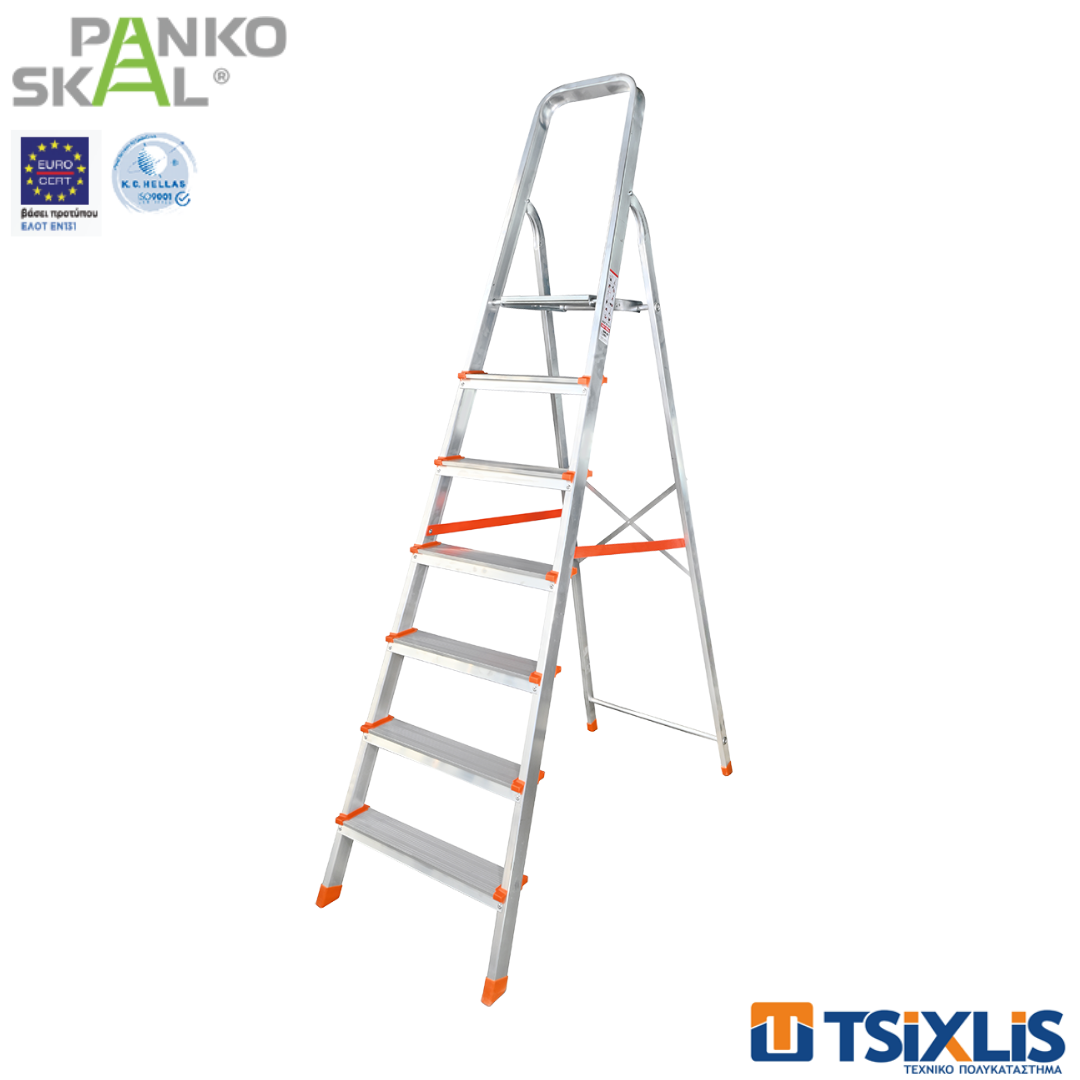 Σκάλα Αλουμινίου BASIC 6+1 Σκαλοπάτια Διπλή 2.0M PANKOSKAL - (00256)