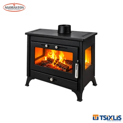 Σόμπα Ξύλου Ατσάλινη AGORASTOS 15Kw ΣΑ-1400 GLASS